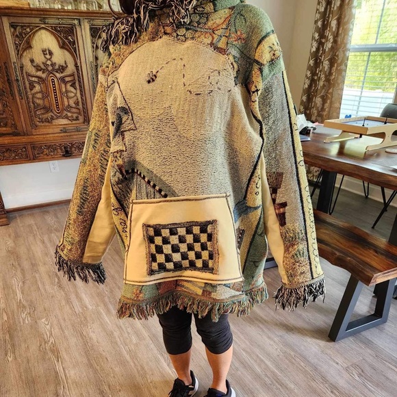 NEW 😍 HANDMADE Cottagecore Oversized Blanket Hoodie Sweatshirt Vintage Upcycled - Picture 6 of 13